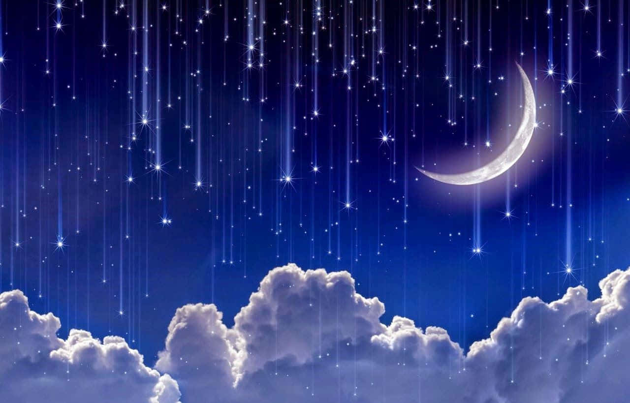 Uncielo Nocturno Místico Con Una Luna Radiante Y Estrellas Brillantes