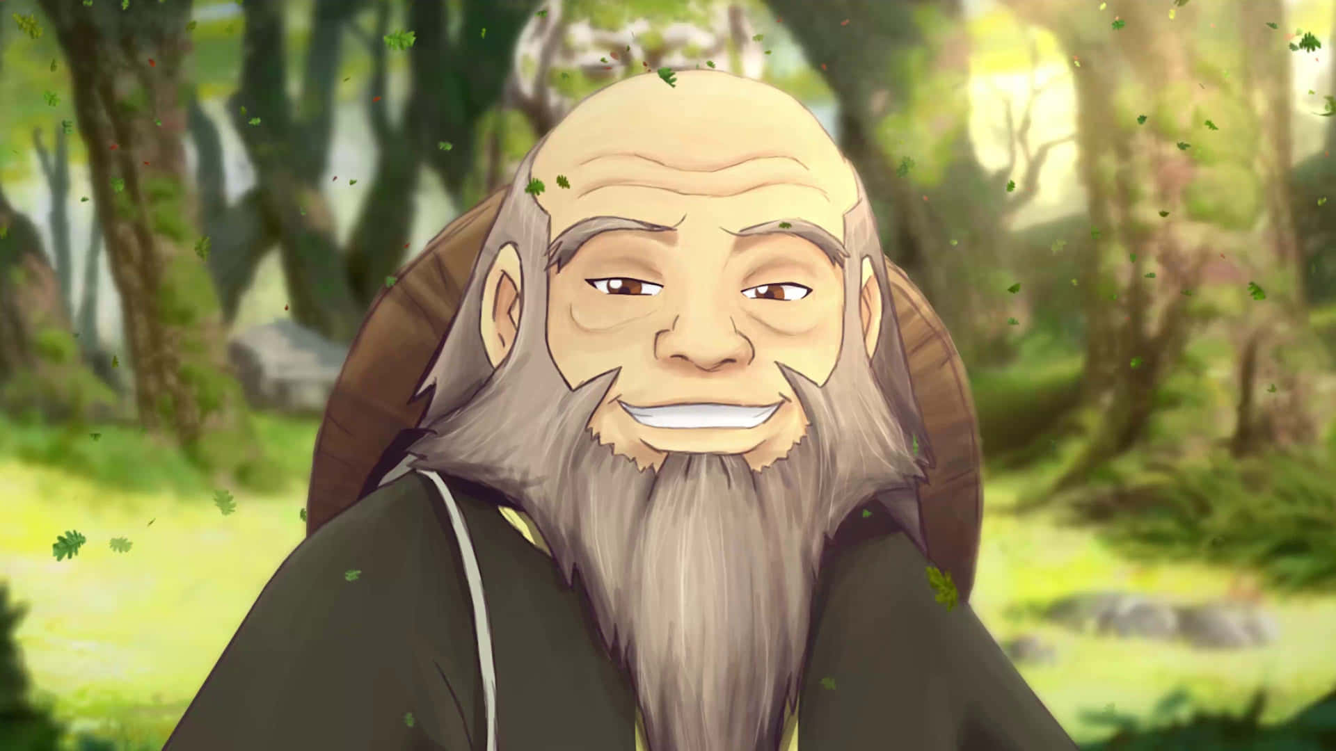 Oom Iroh Glimlachend In De Natuur Achtergrond