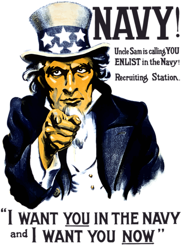 Uncle Sam Navy Recruitment Poster PNG