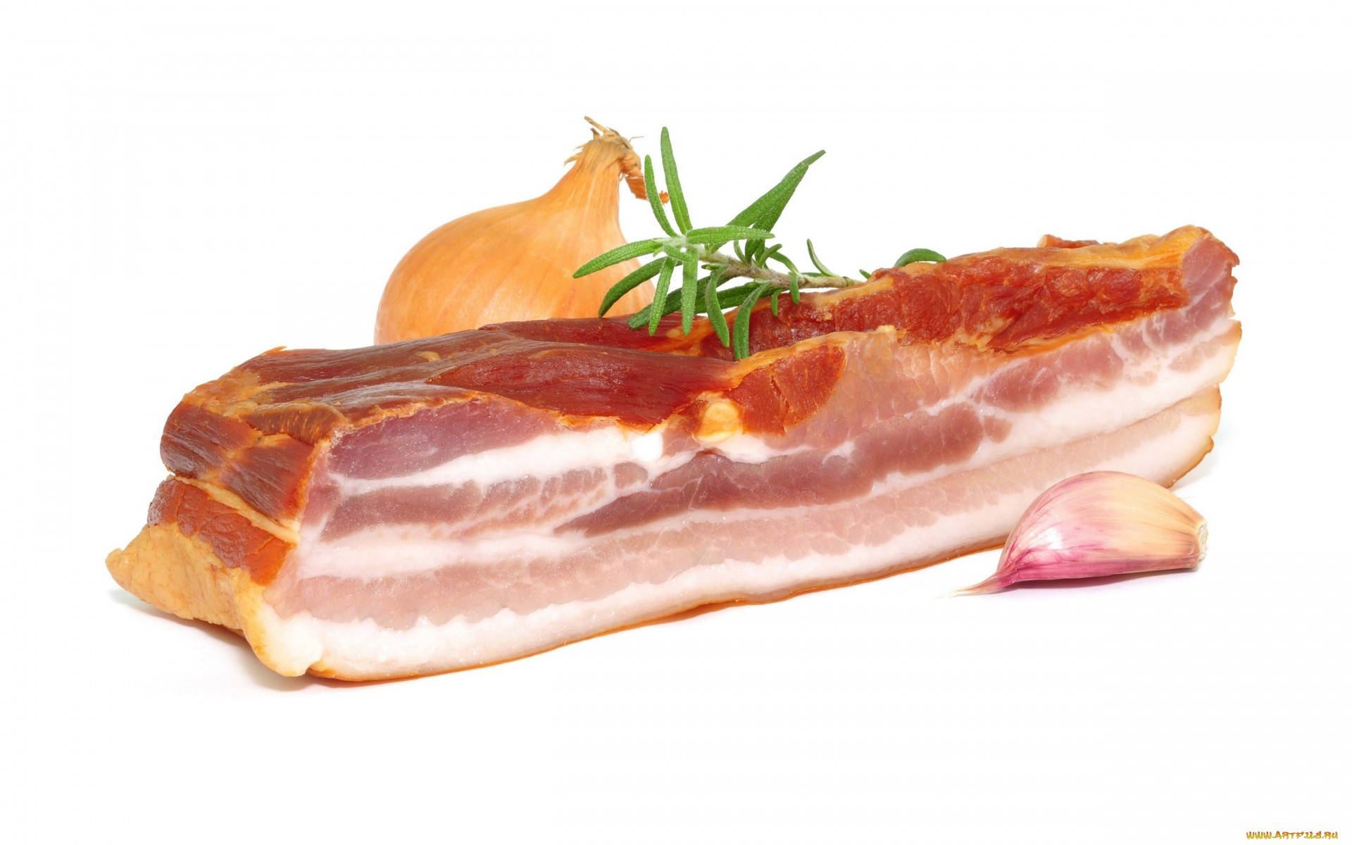 Uncut And Raw Bacon Meat With Onion Wallpaper