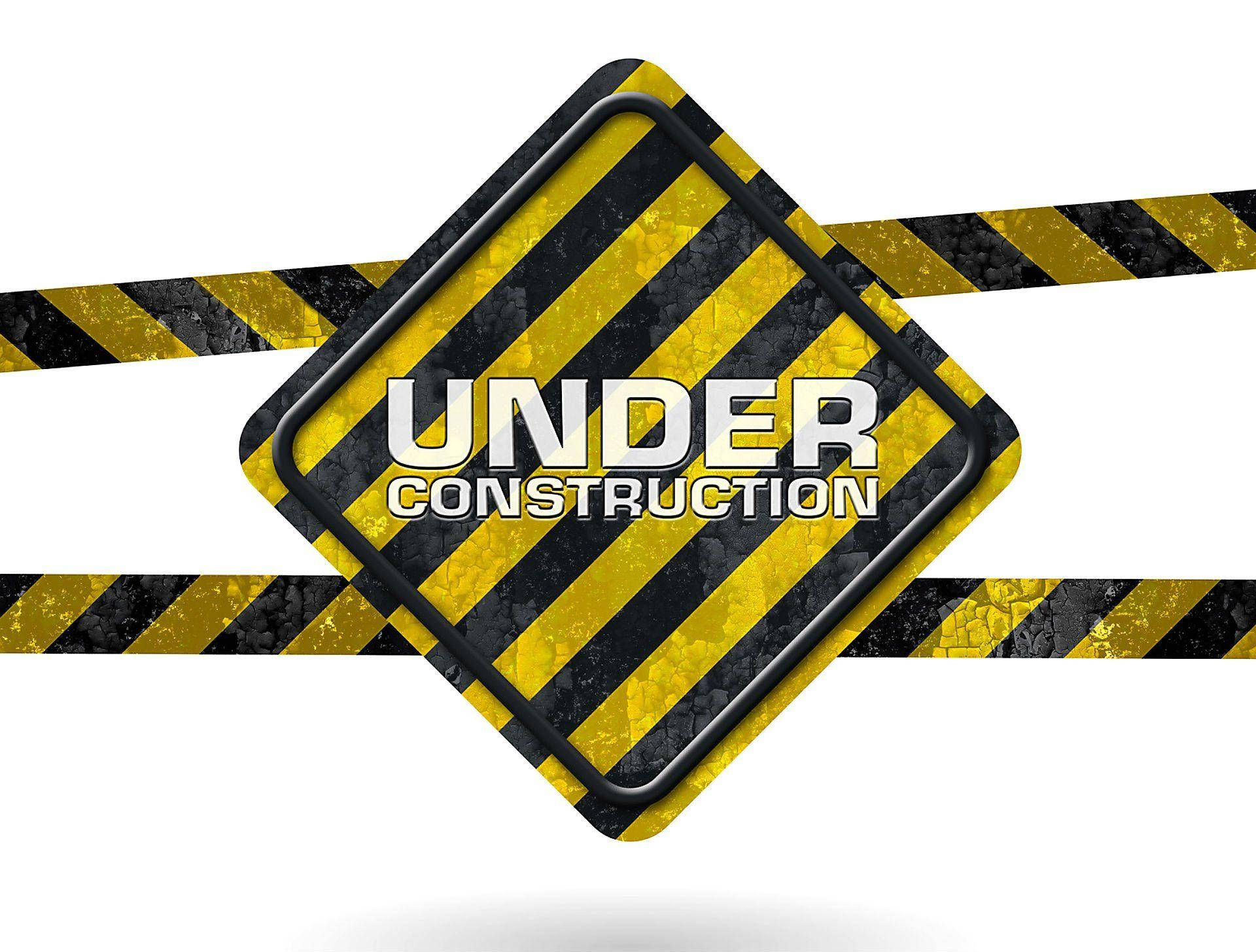 Under Construction Sign Hazard Lines Maintenance Wallpaper