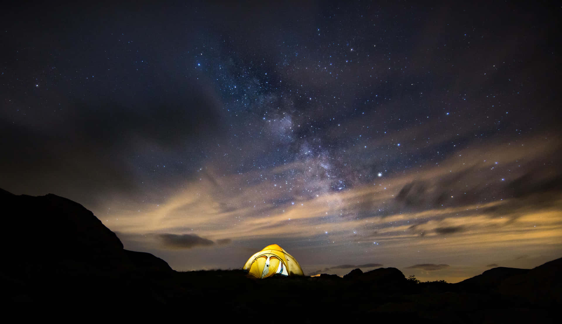 Under The Milky Way Camping Desktop Wallpaper
