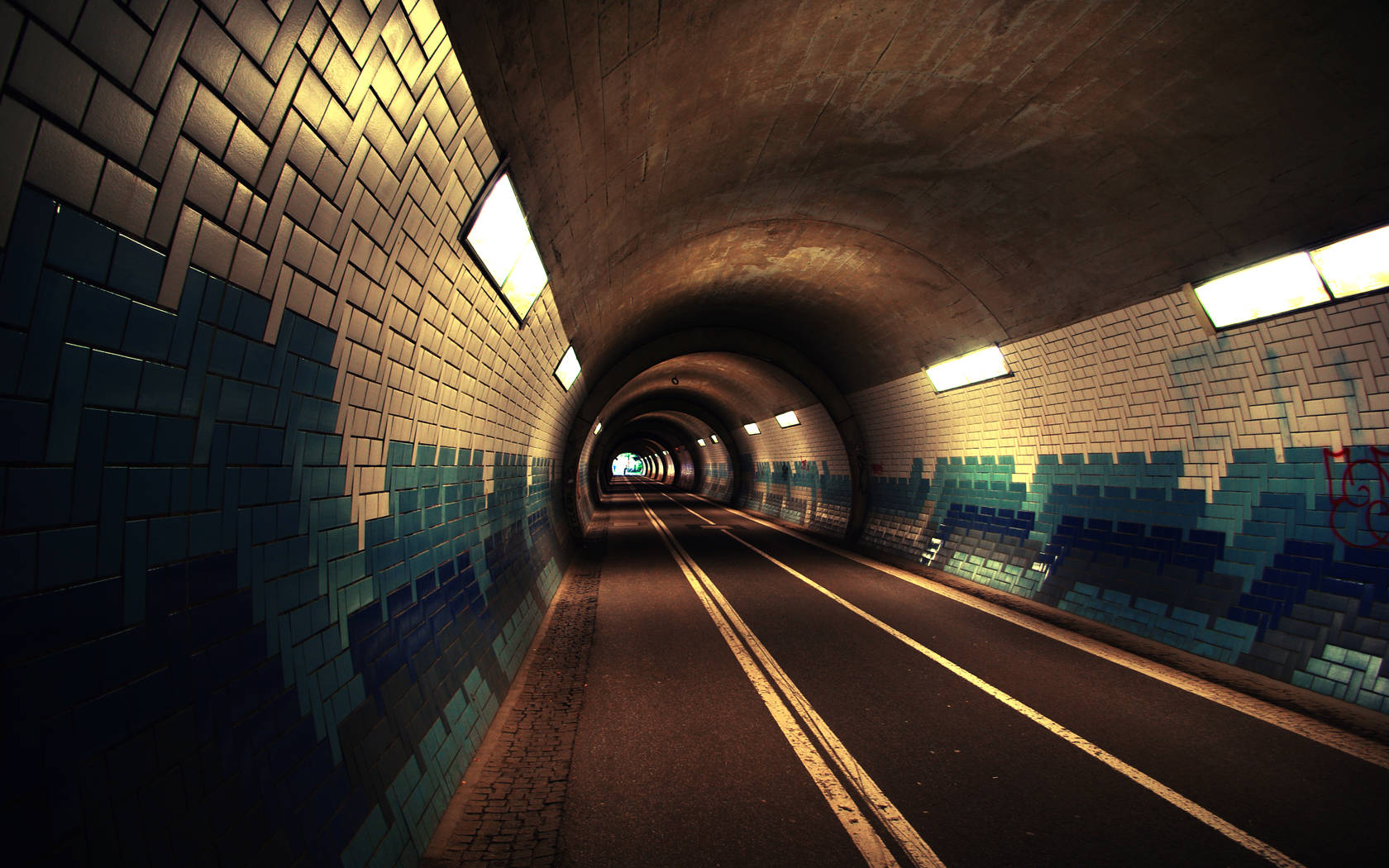Underground Brick Tunnel Wallpaper