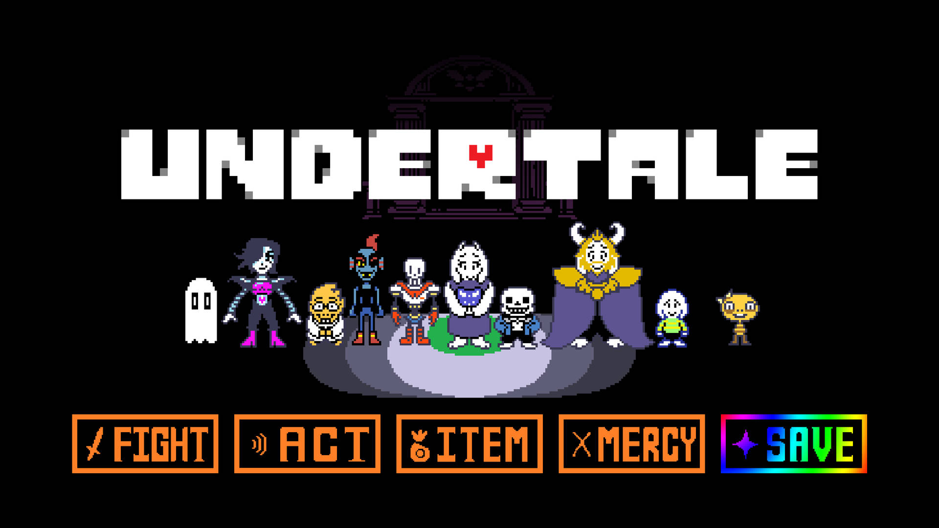 Colorful Undertale loading screen with characters wallpaper.