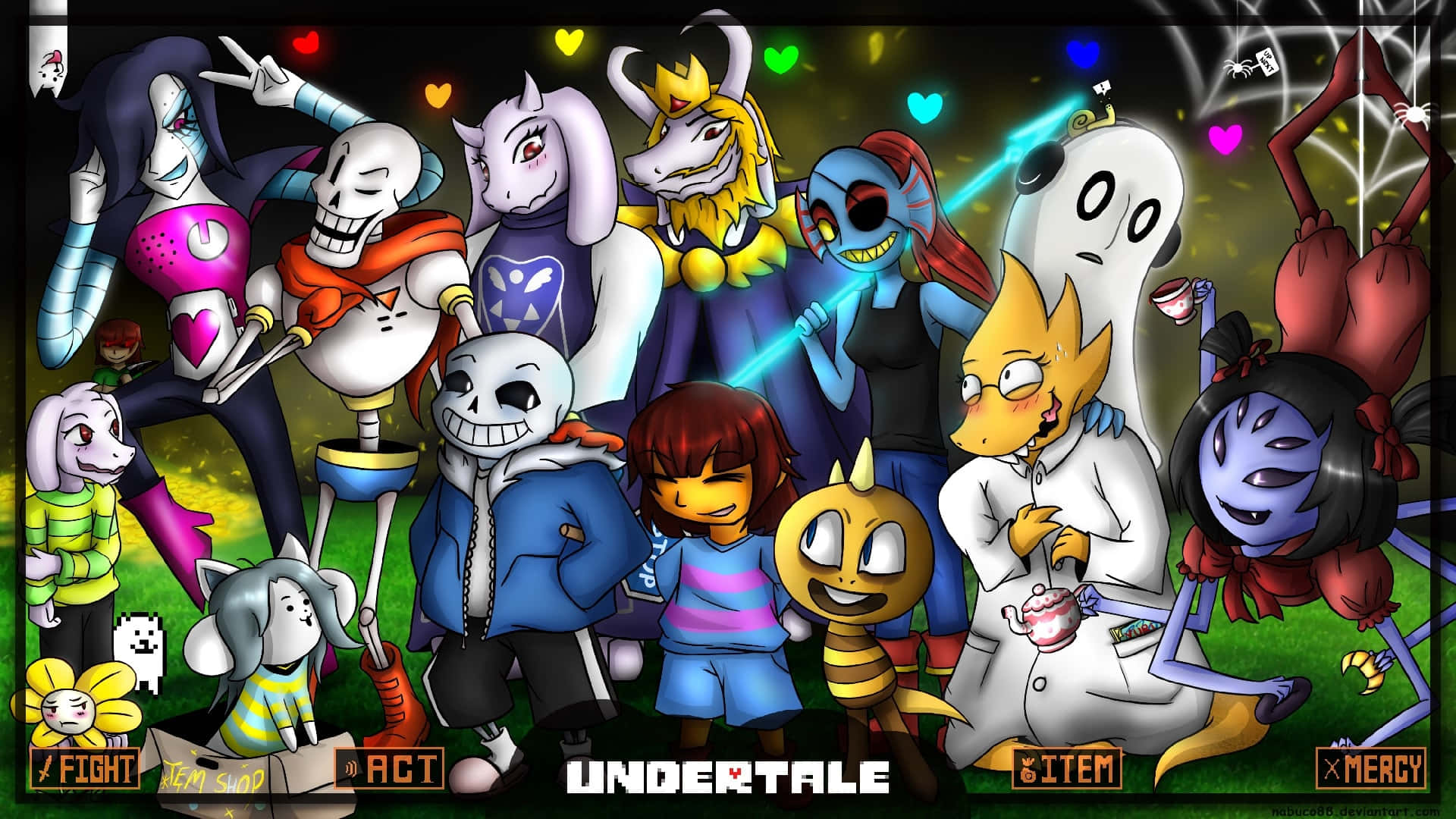 A young child is playing Undertale on their desktop computer. Wallpaper