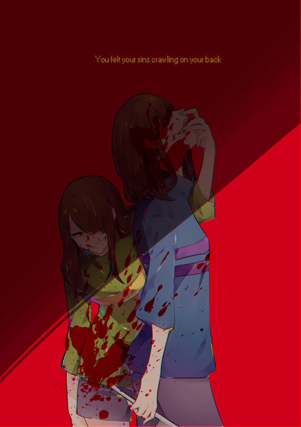 To piger med blod på deres ansigter Wallpaper