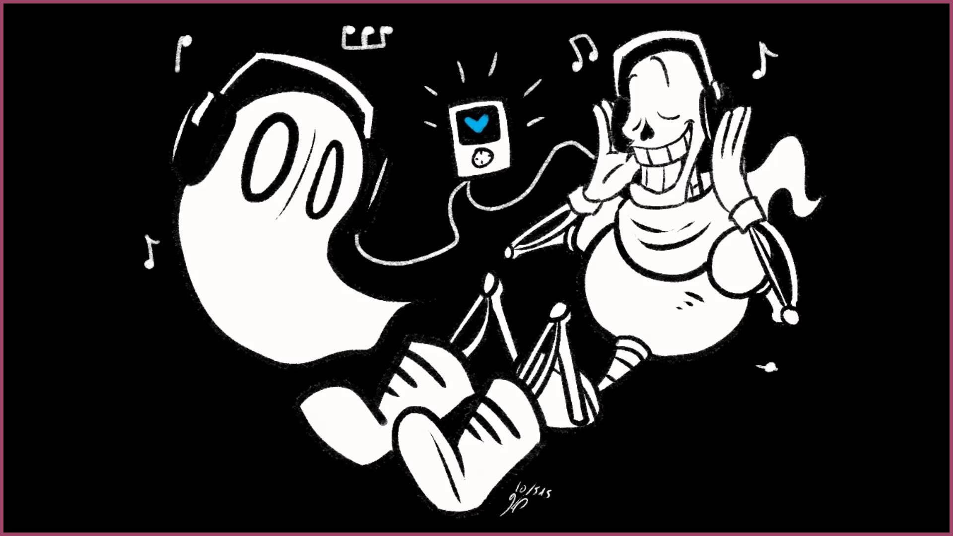 Undertale Papuris and Napstablook jamming to music wallpaper.