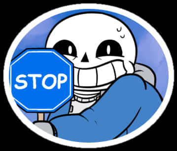 Undertale Sans Holding Stop Sign PNG