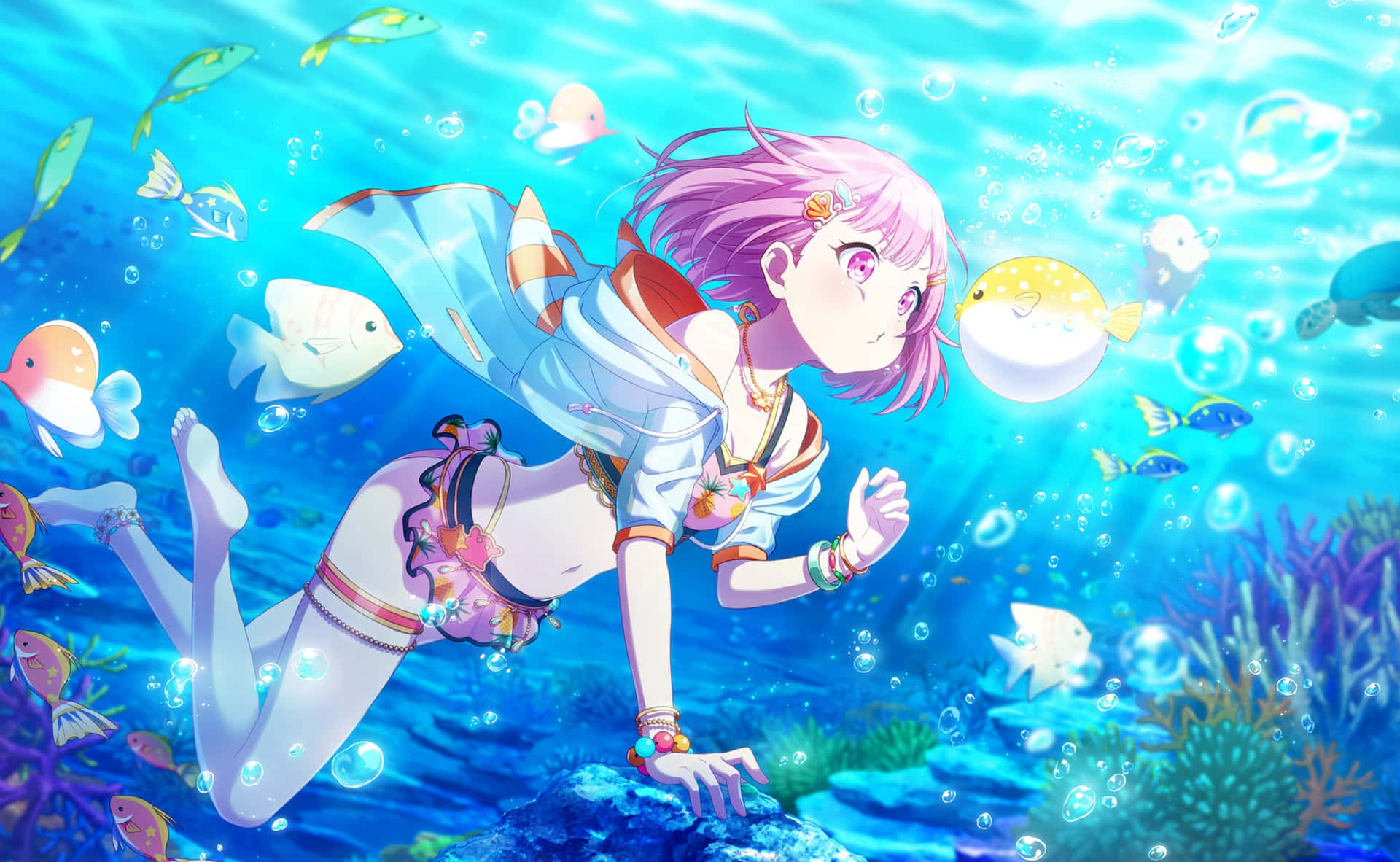 Underwater Adventure Anime Girl Wallpaper