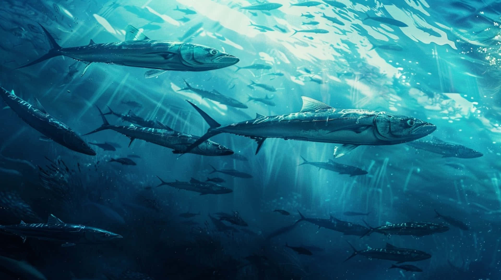 Underwater Barracuda School.jpg Wallpaper