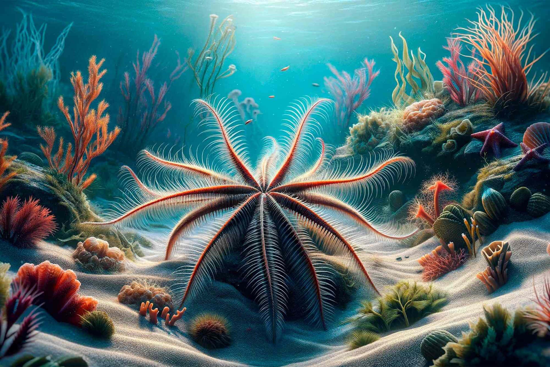 Underwater Brittle Star Ocean Scene Wallpaper