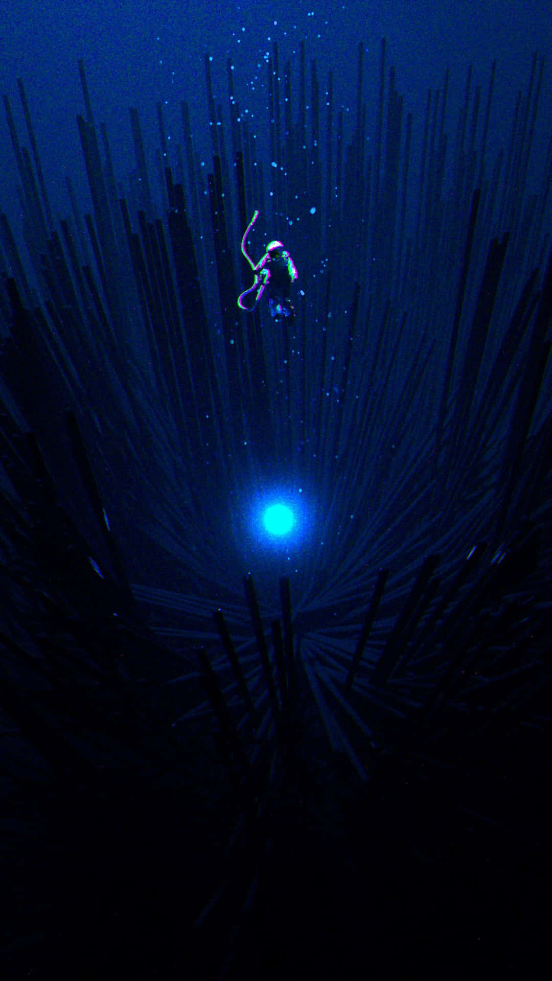 Glowing Blue Orb Underwater Iphone Wallpaper