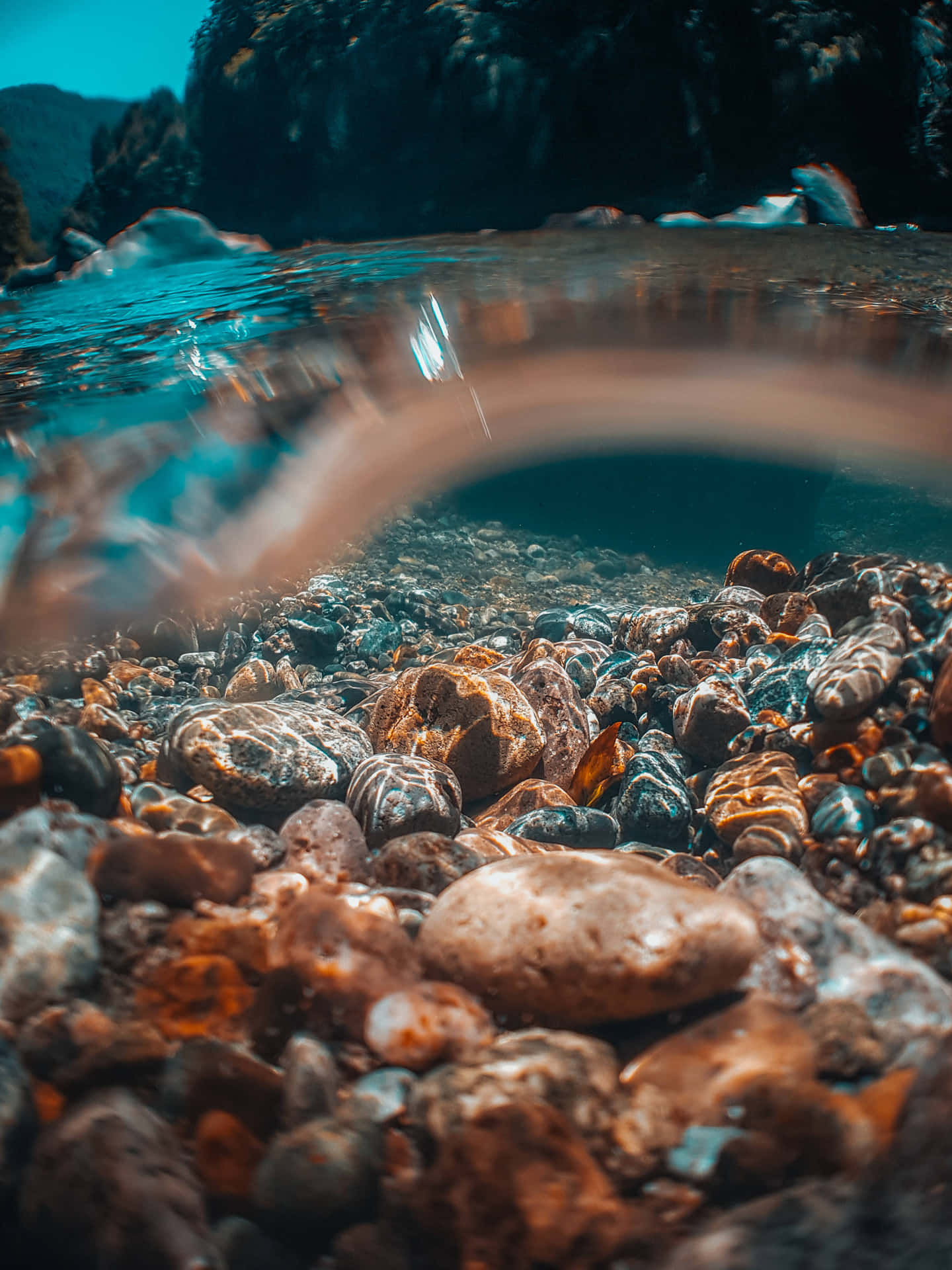 Underwater Photography Of Rocks And Water Wallpaper