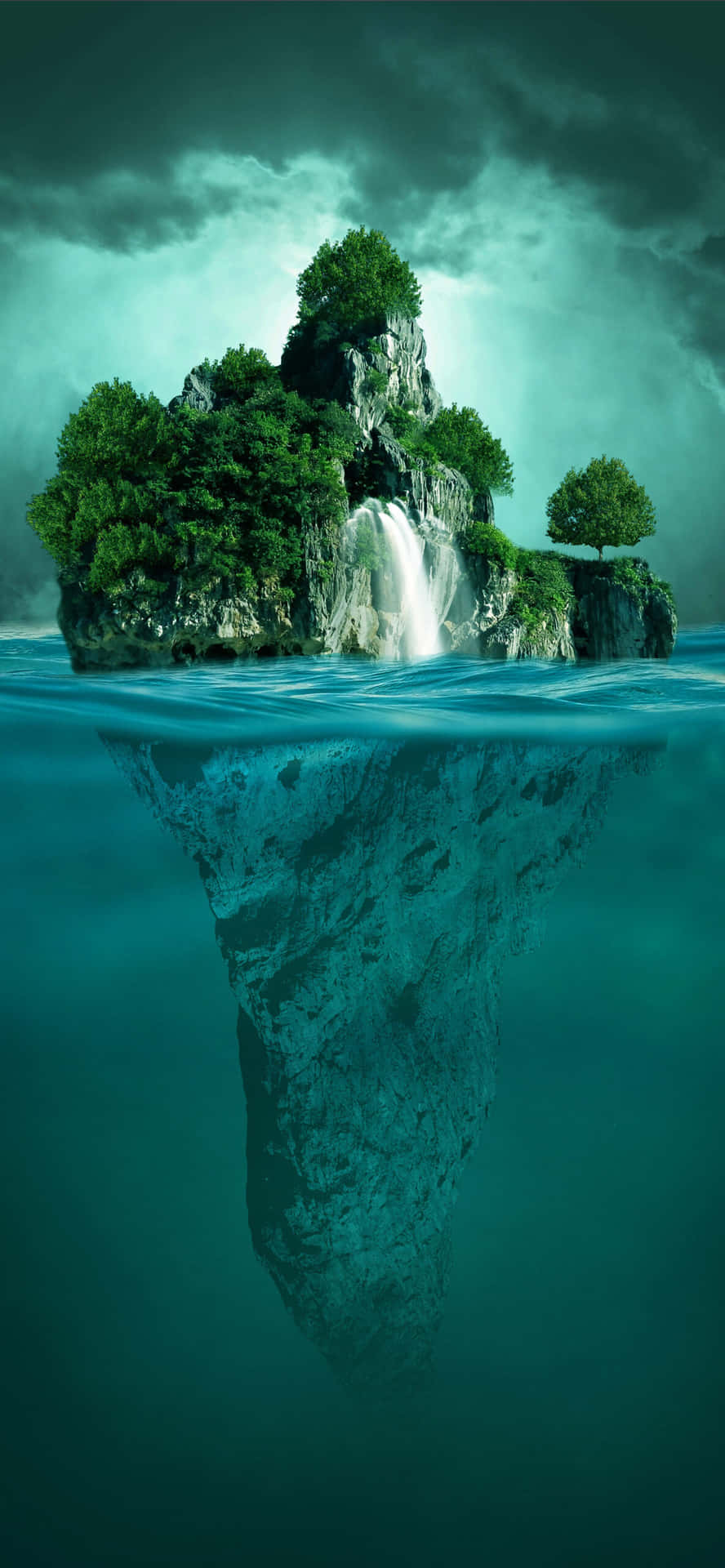 Rock Island Underwater Iphone Wallpaper