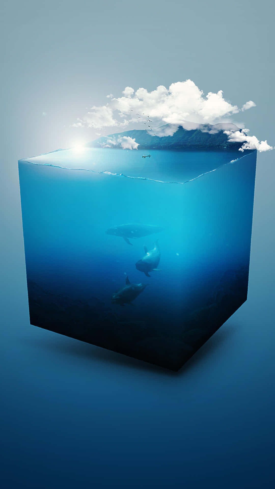 Nyd dybderne af undervandsverdenen med din trofaste Undervands Iphone! Wallpaper