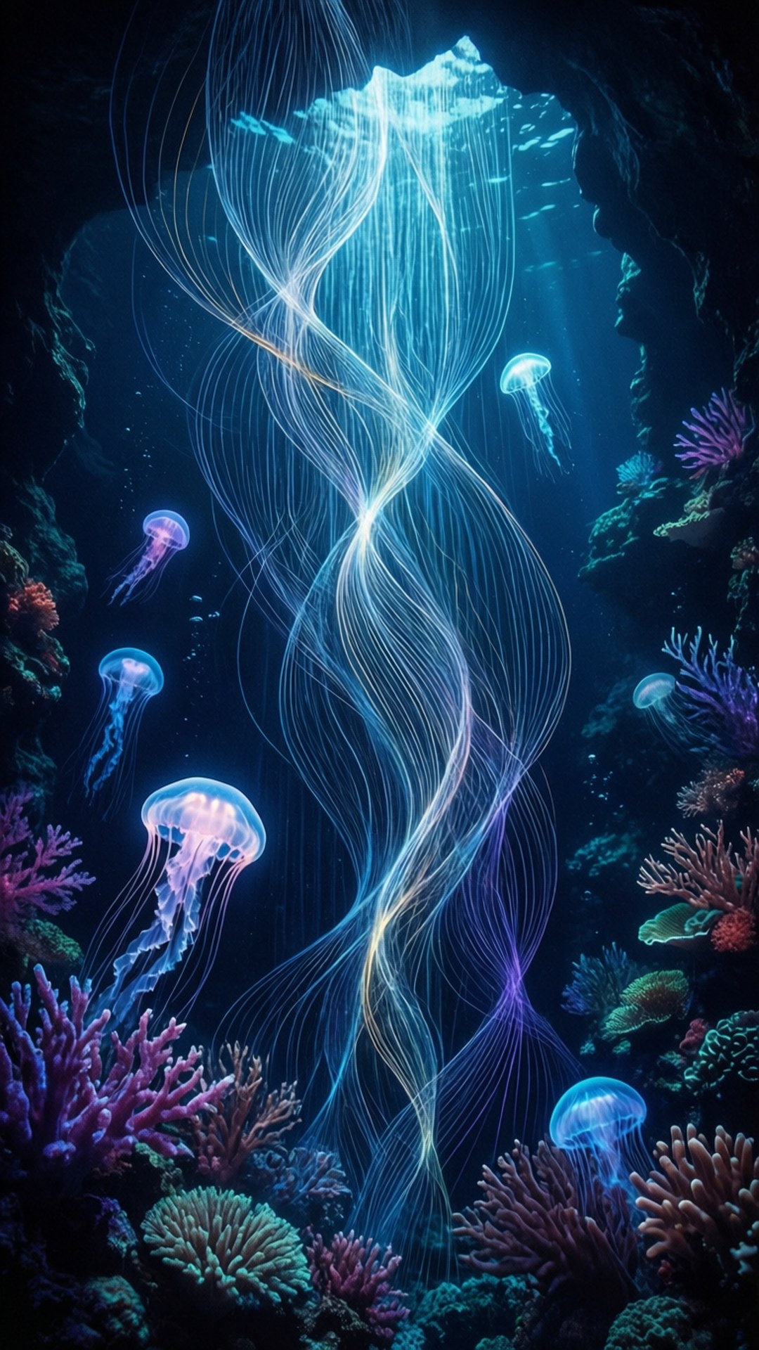 Underwater Light Cascade Wallpaper