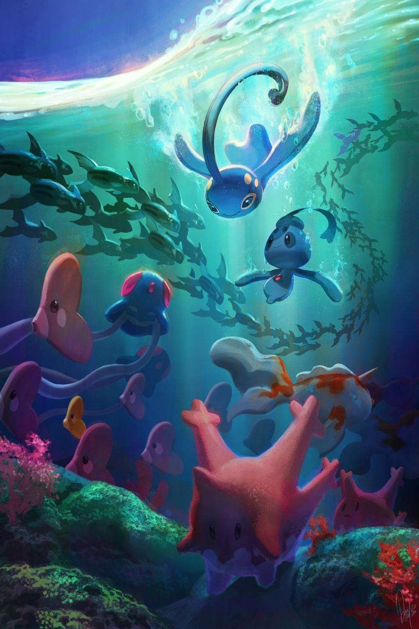 Underwater Manaphy Water Type Pokemon Wallpaper
