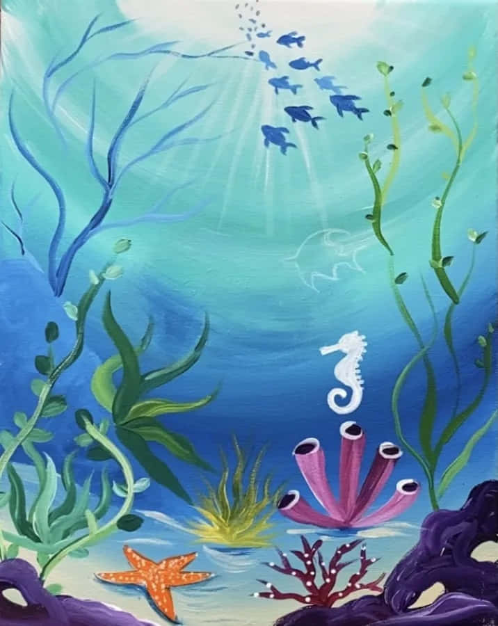 Underwater Marine Life Painting Wallpaper