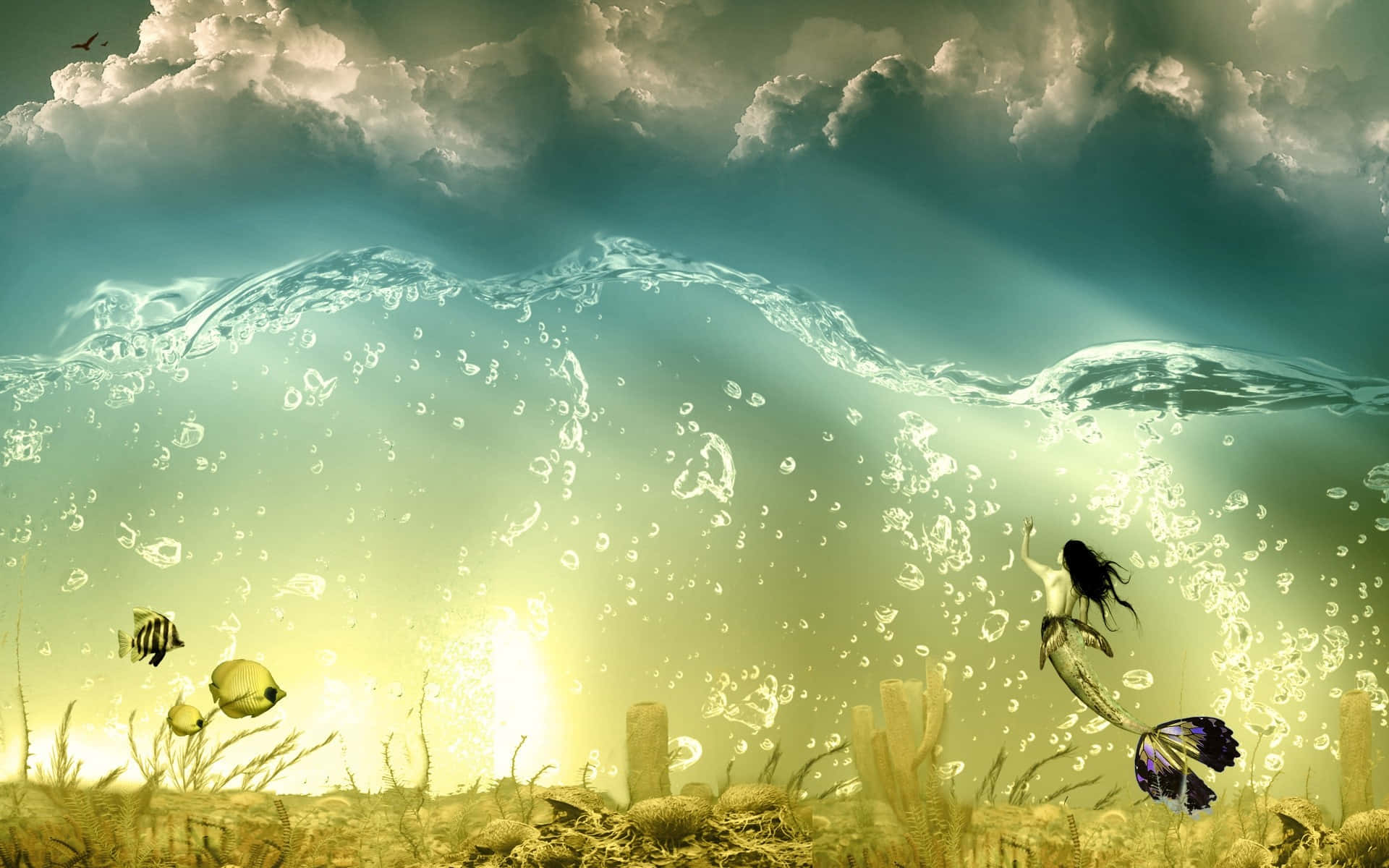 Underwater_ Mermaid_ Fantasy_ Scene.jpg Wallpaper