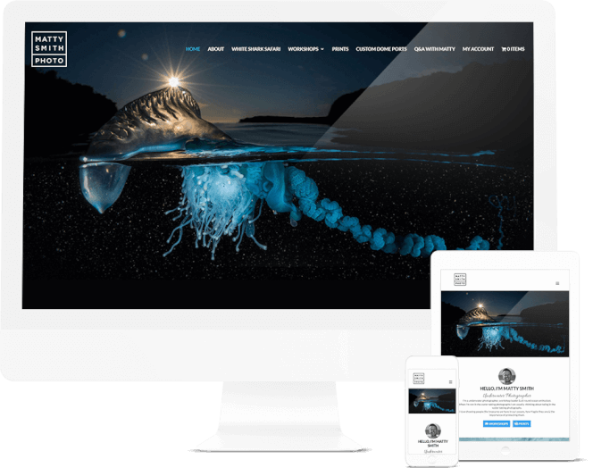 Underwater Photography Portfolio Website Display PNG