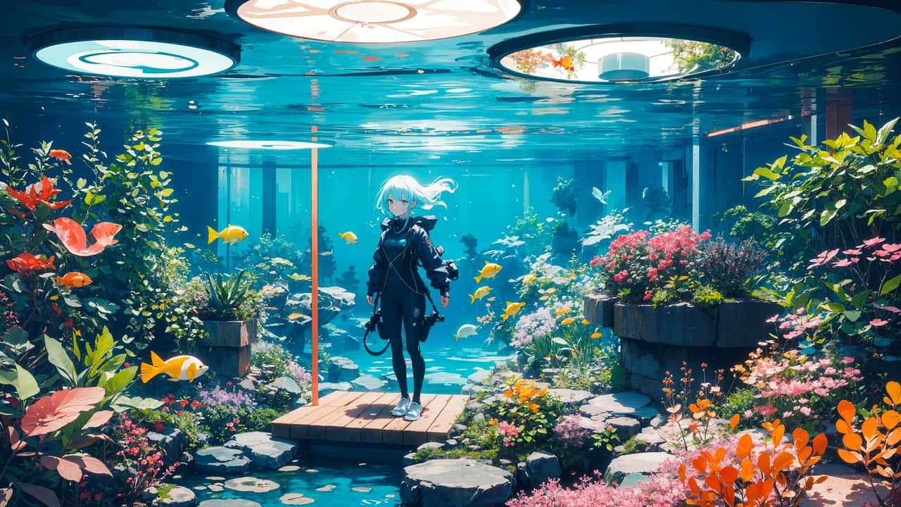 Underwater Sanctuary Anime Aesthetic.jpg Wallpaper