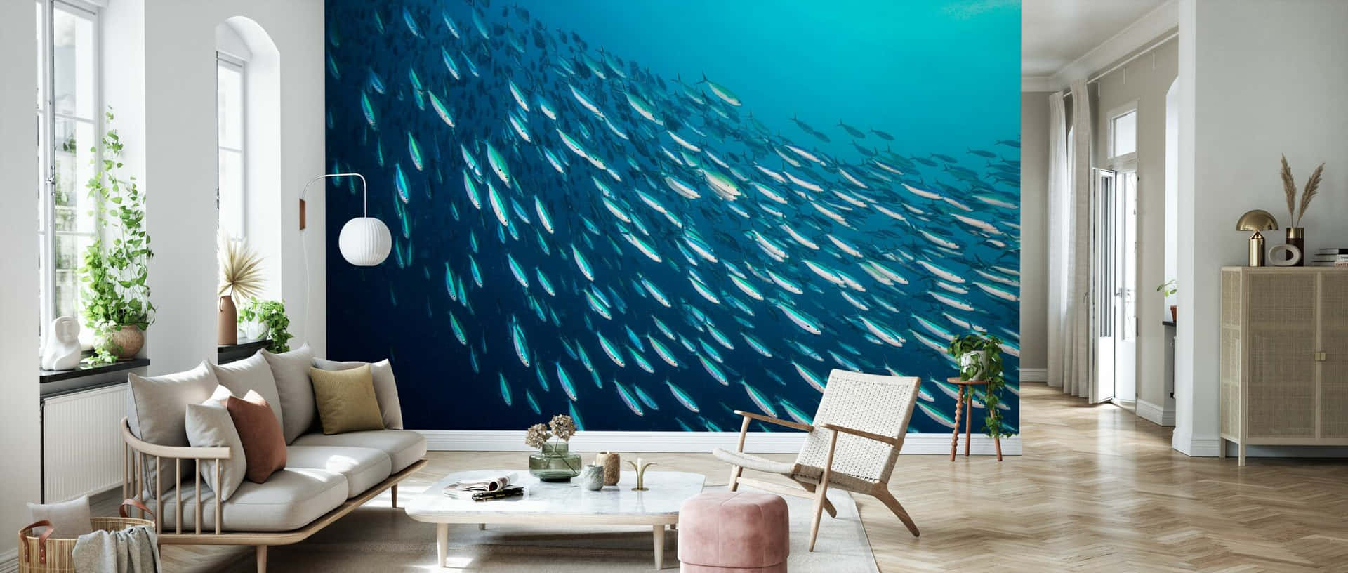 Underwater Schoolof Fish Wall Mural Wallpaper