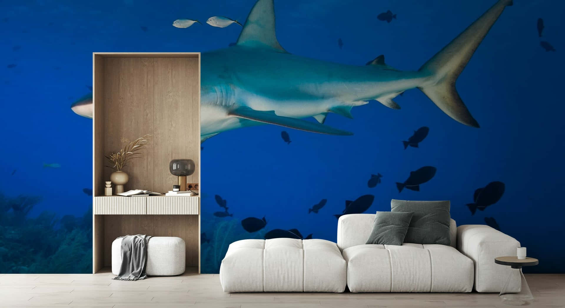 Underwater Shark Wallpaper Living Room Wallpaper