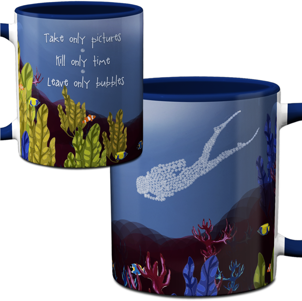 Underwater Themed Mugwith Conservation Message PNG