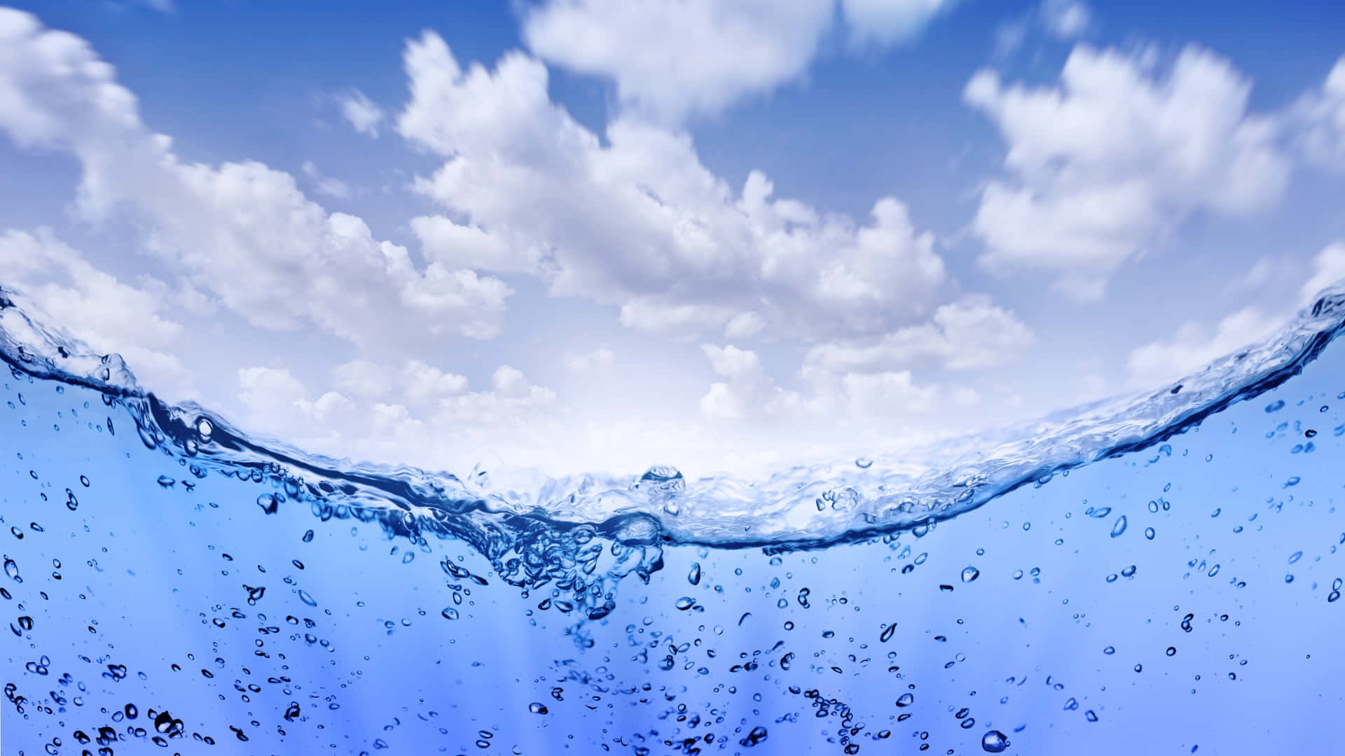 Underwater Viewwith Skyand Clouds Wallpaper