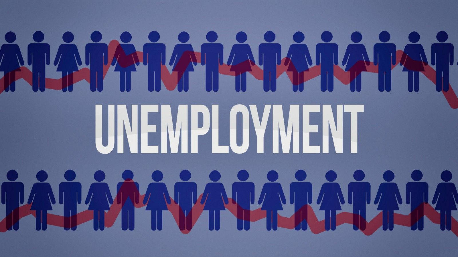 Unemployment Graphic Design With Blue Human Silhouettes Wallpaper