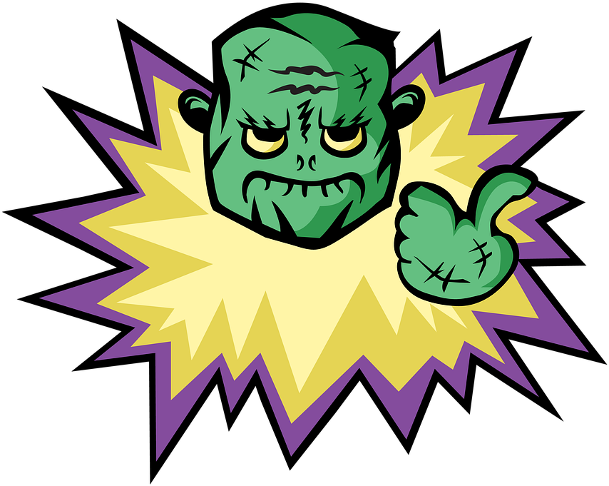 Unhappy Frankenstein Cartoon Thumbs Down PNG