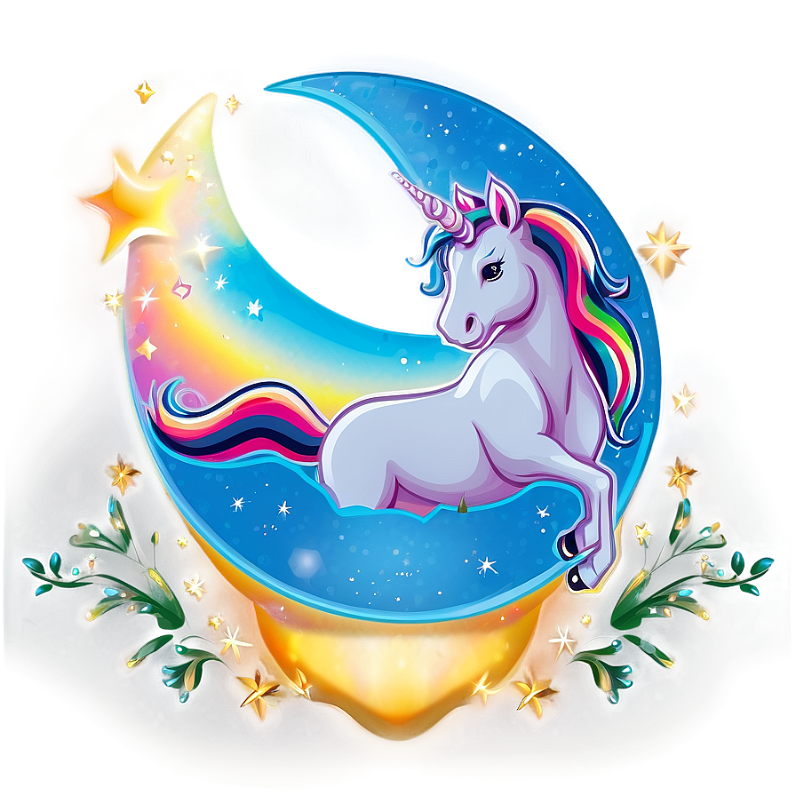 Unicorn And Moon Png Dbf PNG
