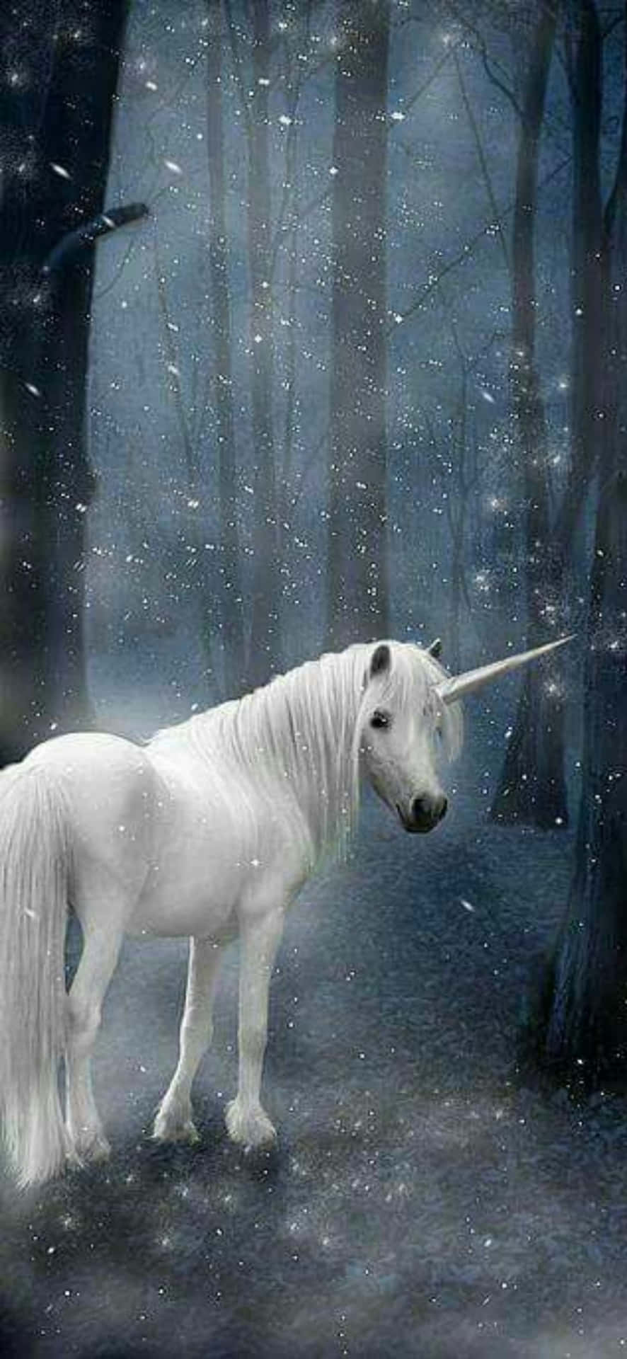 Unicorn With White Coat And Hair Background