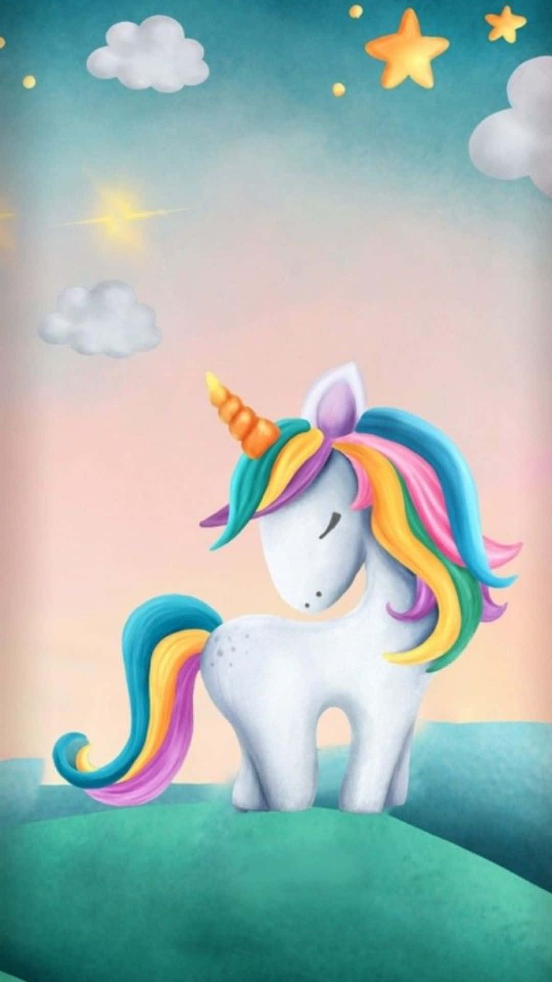 Unicorn With Golden Horn Background