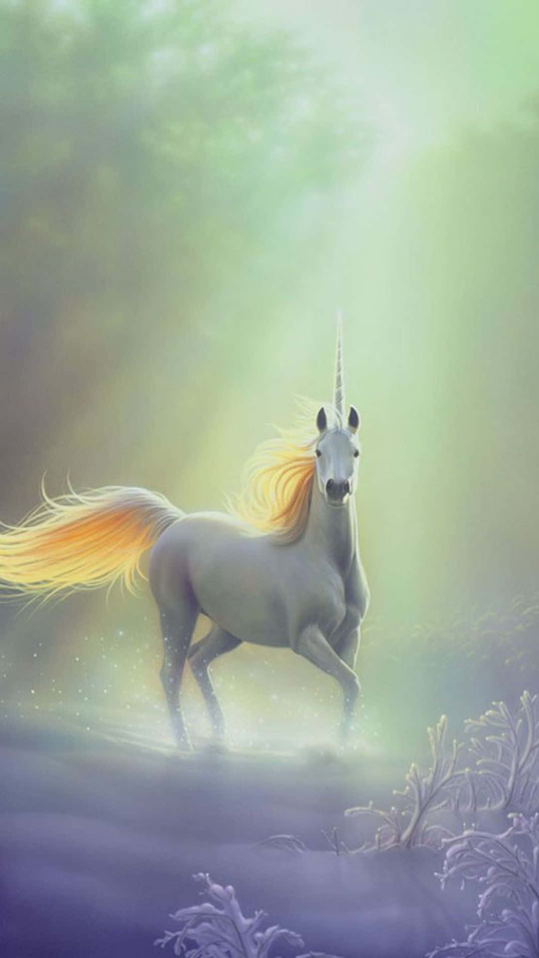 Unicorn With Yellow Hair Background