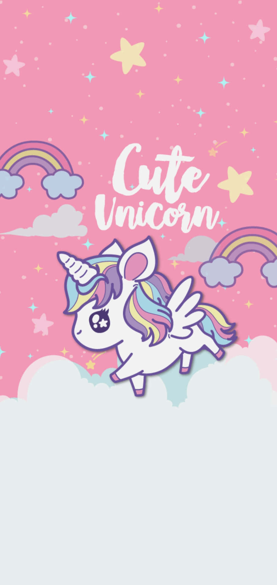 Colorful Small Unicorn On Pink Background