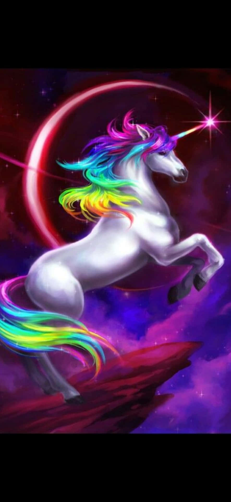 Unicorn Colorful Hair And Horn Background