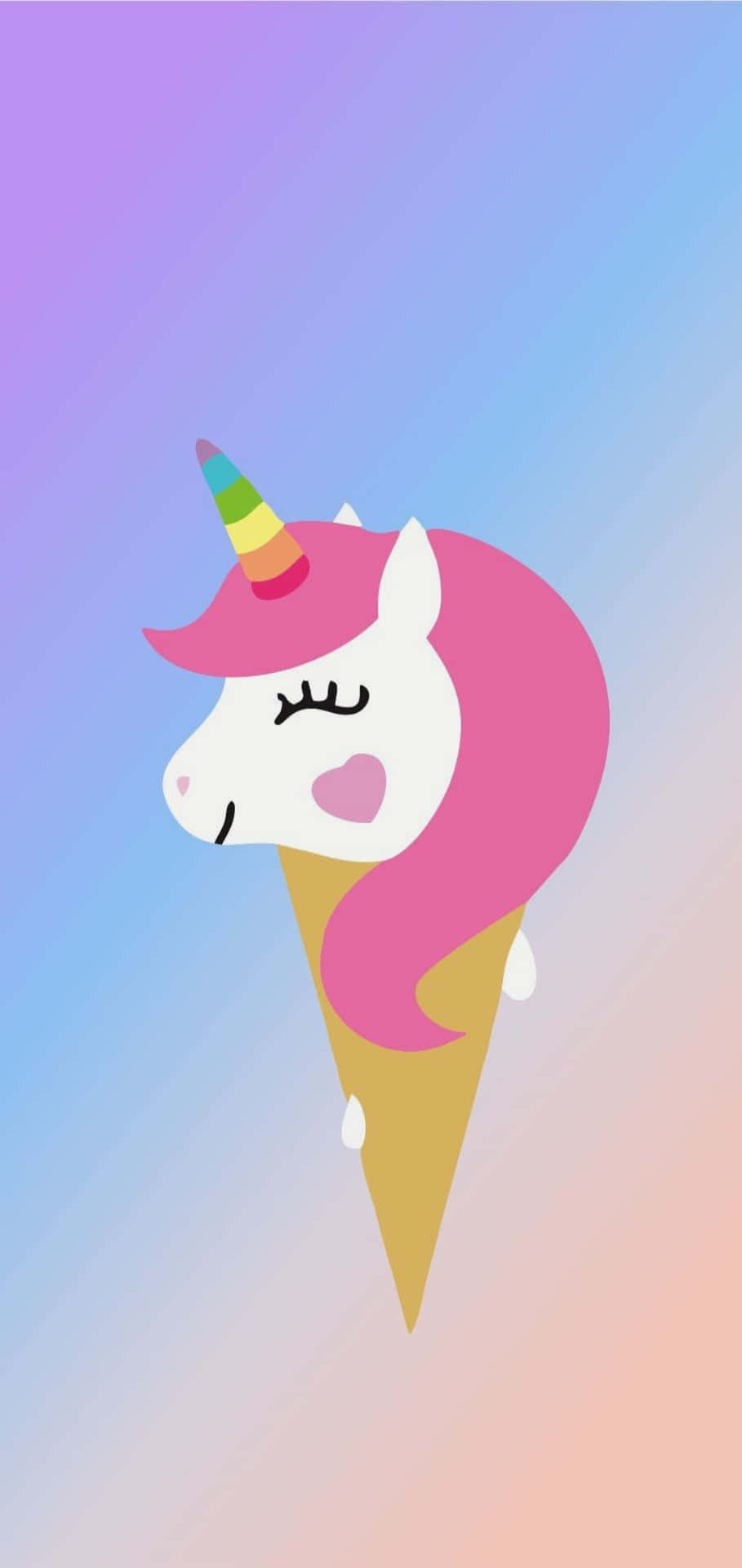 Cute Unicorn On Cone Background