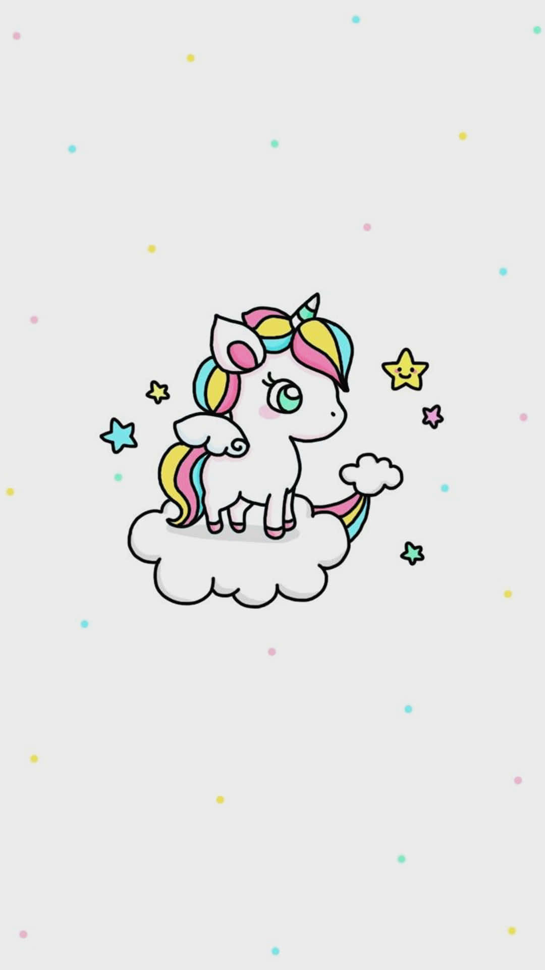Cute Unicorn With Stars Background
