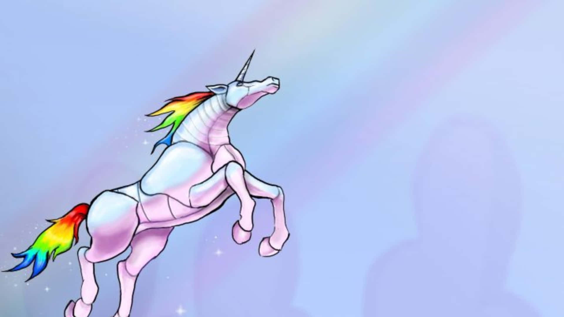 Leaping Unicorn With Colorful Hair Background