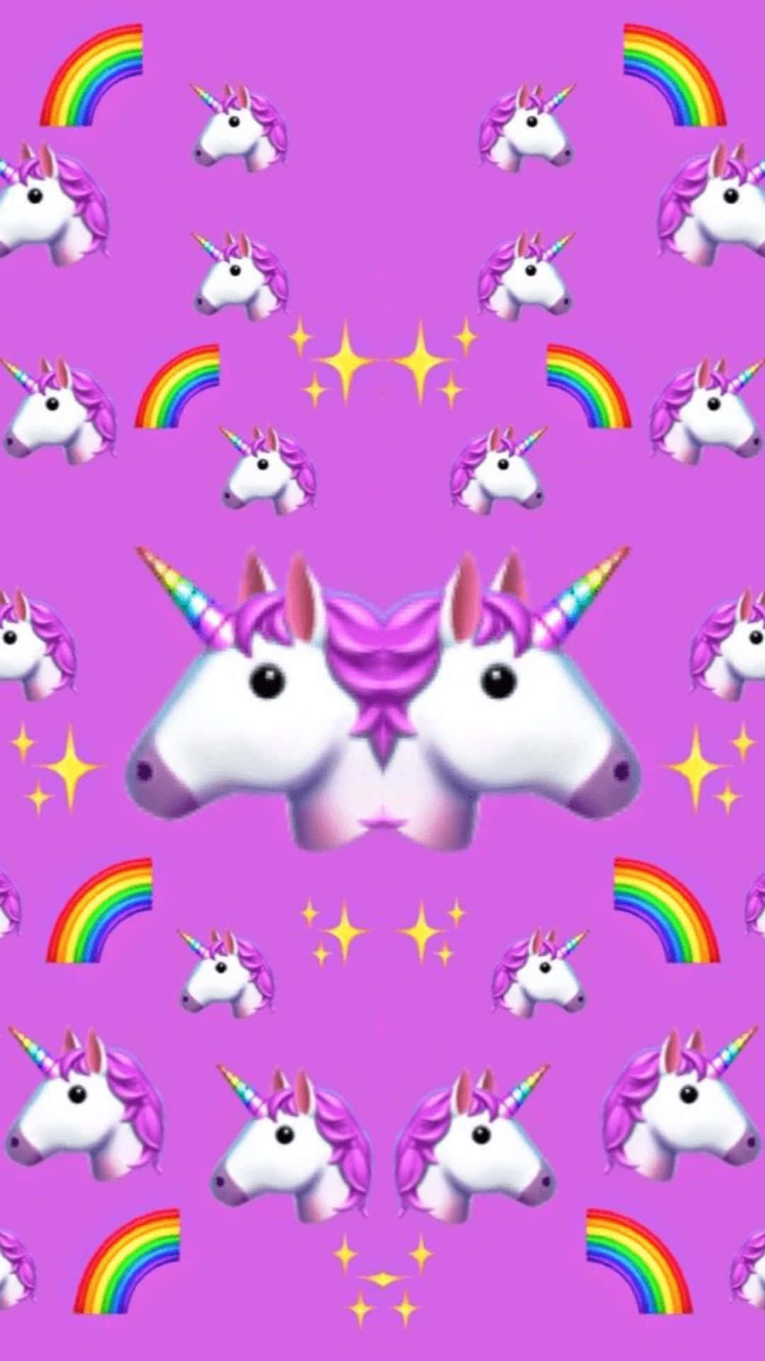 Unicorns And Rainbow Emoji Background