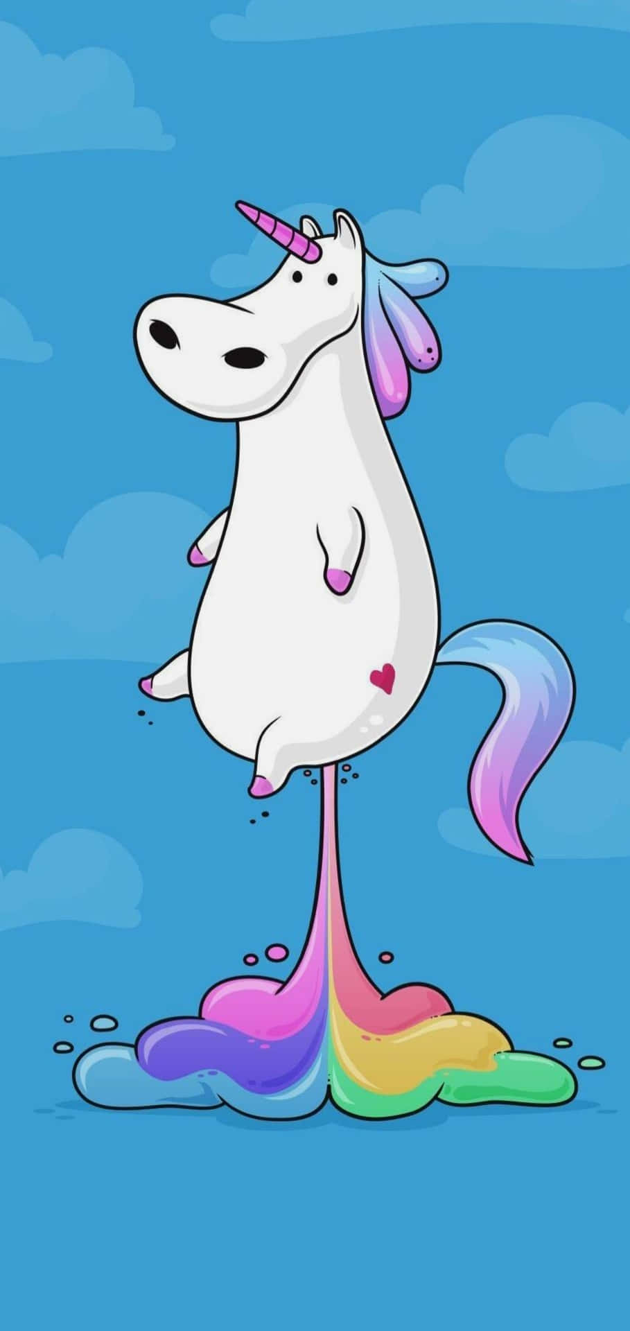 White Unicorn With Colorful Fart Background
