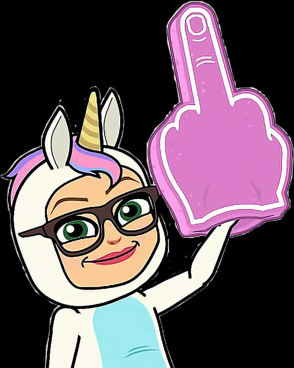 Unicorn Character Raising Middle Finger PNG