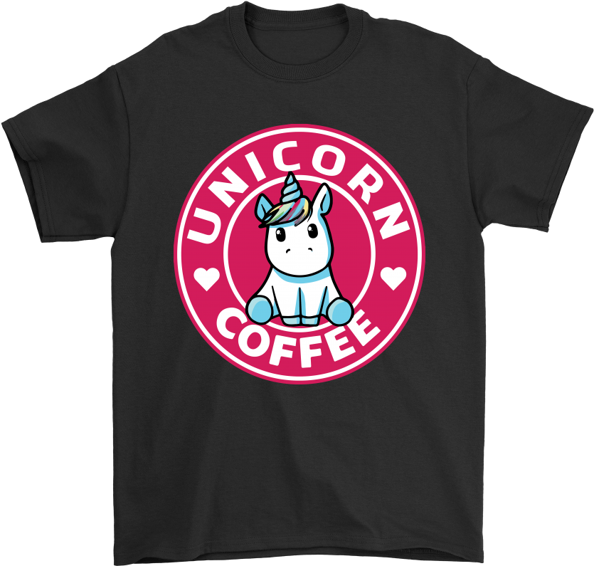 Unicorn Coffee Logo Tshirt Design PNG