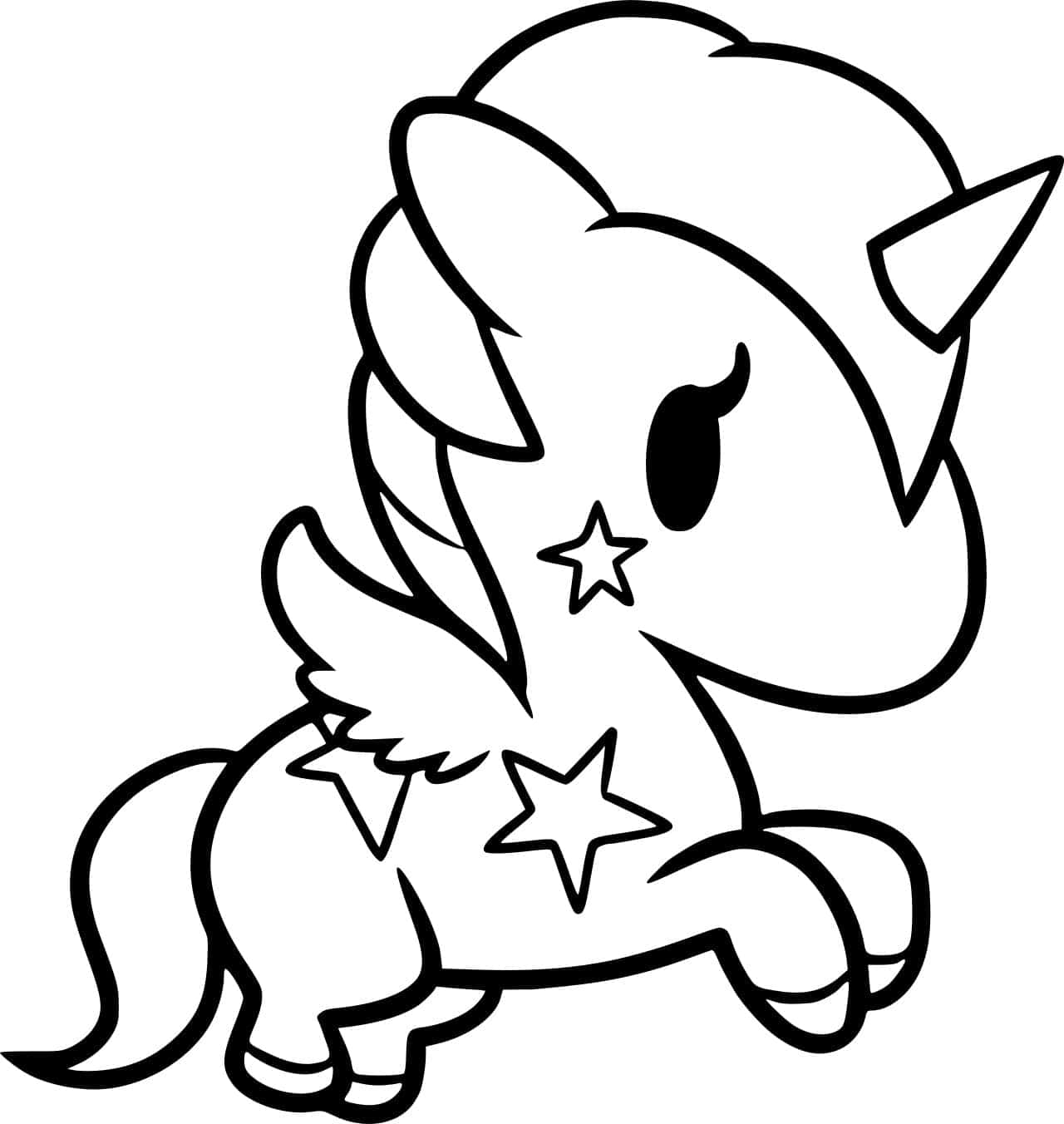 Cute Chibi Unicorn Coloring Picture
