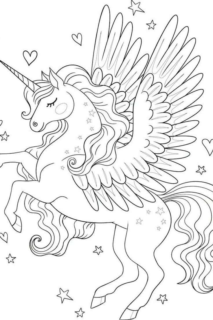 Beautiful Wings Unicorn Coloring Picture
