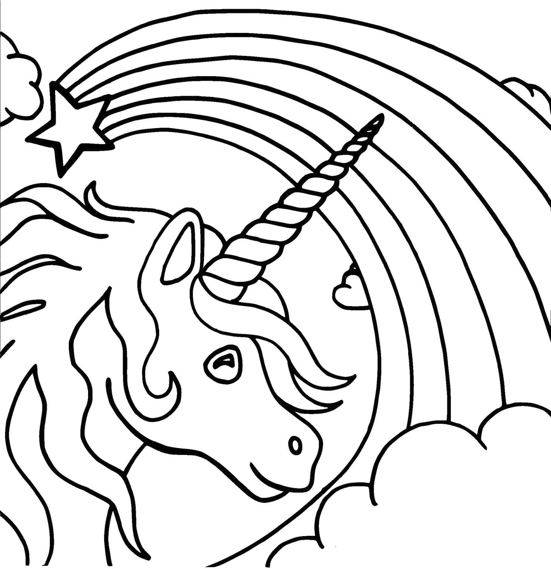 Rainbow Horned Unicorn Coloring Picture