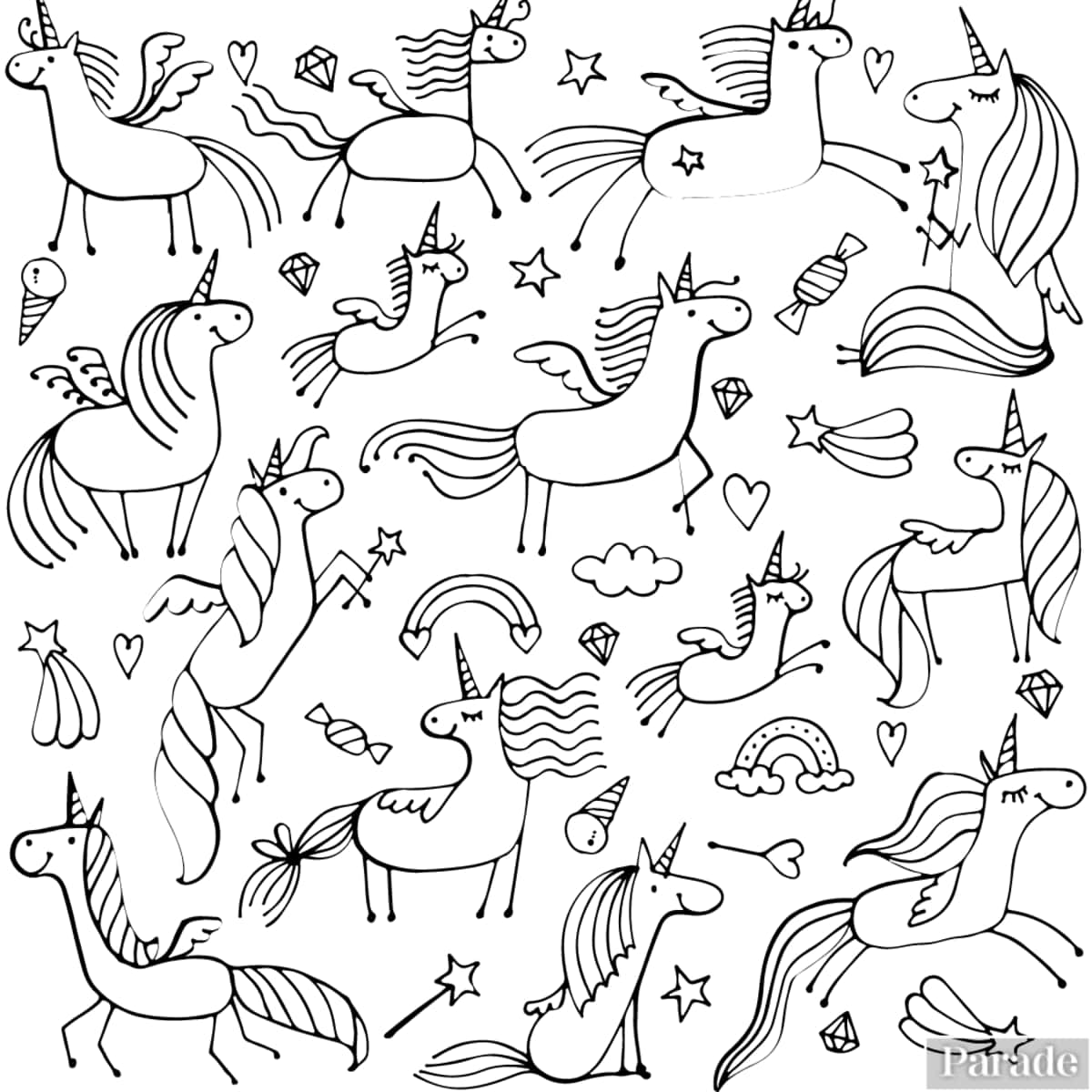 Kid Drawing Pattern Unicorn Coloring Picture