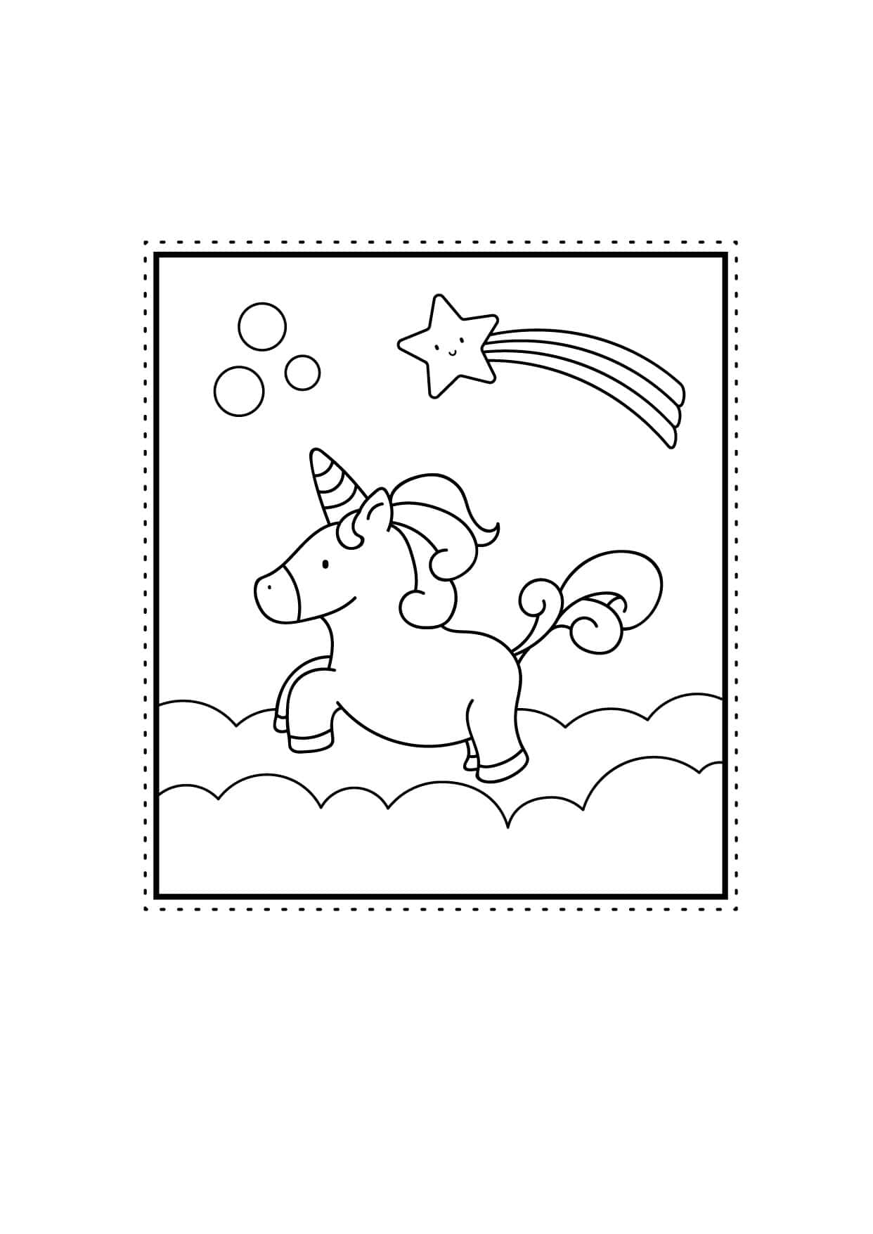 Shooting Star Unicorn Coloring Picture