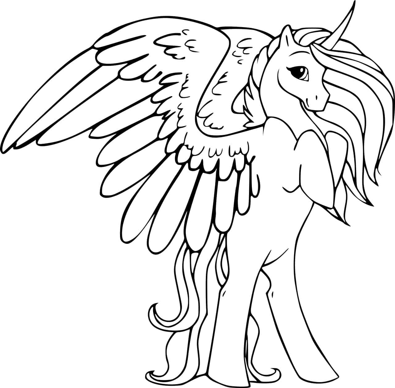 Standing Unicorn Coloring Picture